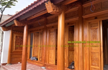 NHÀ GỖ MÍT TA 3 GIAN 12 CỘT